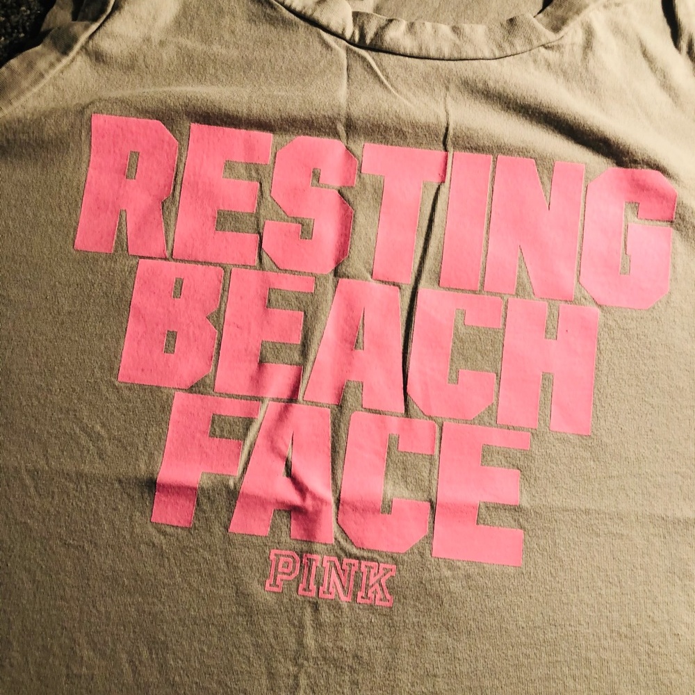 Pink | Victorias Secret | WMNS Muscle Tank Gray/Pink “Resting Beach Face” Sz:MED